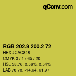 カラーコード: RGB 202.9 200.2 72 | qconv.com