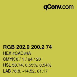 カラーコード: RGB 202.9 200.2 74 | qconv.com
