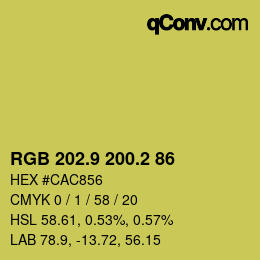 カラーコード: RGB 202.9 200.2 86 | qconv.com