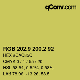 カラーコード: RGB 202.9 200.2 92 | qconv.com