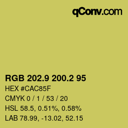 カラーコード: RGB 202.9 200.2 95 | qconv.com