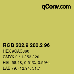 カラーコード: RGB 202.9 200.2 96 | qconv.com