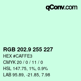 カラーコード: RGB 202.9 255 227 | qconv.com