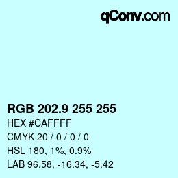 カラーコード: RGB 202.9 255 255 | qconv.com