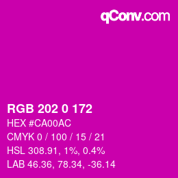 颜色代码: RGB 202 0 172 | qconv.com