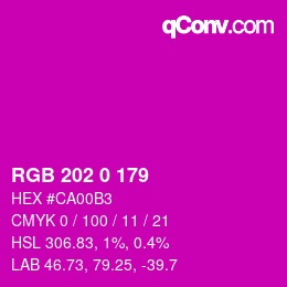 カラーコード: RGB 202 0 179 | qconv.com