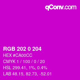 Color code: RGB 202 0 204 | qconv.com