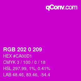 颜色代码: RGB 202 0 209 | qconv.com