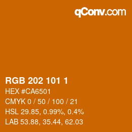 カラーコード: RGB 202 101 1 | qconv.com