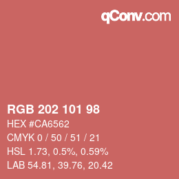 カラーコード: RGB 202 101 98 | qconv.com