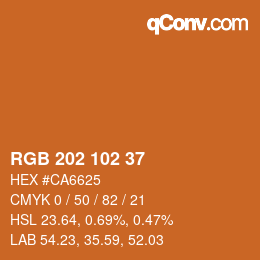 カラーコード: RGB 202 102 37 | qconv.com