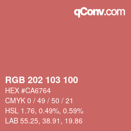 Color code: RGB 202 103 100 | qconv.com