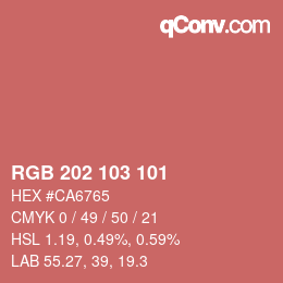 Color code: RGB 202 103 101 | qconv.com