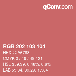 カラーコード: RGB 202 103 104 | qconv.com