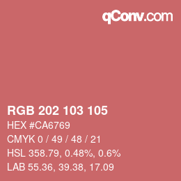 Color code: RGB 202 103 105 | qconv.com