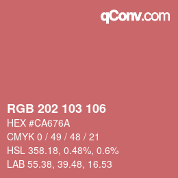 カラーコード: RGB 202 103 106 | qconv.com