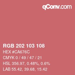 Color code: RGB 202 103 108 | qconv.com