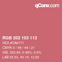 Color code: RGB 202 103 113 | qconv.com