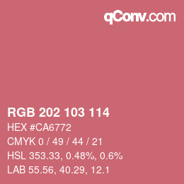 Color code: RGB 202 103 114 | qconv.com