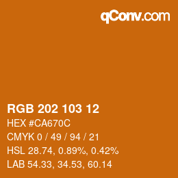カラーコード: RGB 202 103 12 | qconv.com