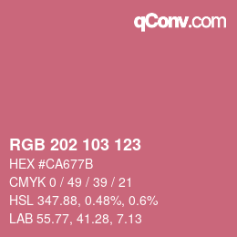 Color code: RGB 202 103 123 | qconv.com