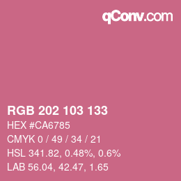 カラーコード: RGB 202 103 133 | qconv.com