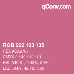 カラーコード: RGB 202 103 135 | qconv.com