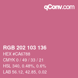 颜色代码: RGB 202 103 136 | qconv.com