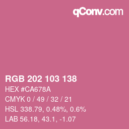 カラーコード: RGB 202 103 138 | qconv.com