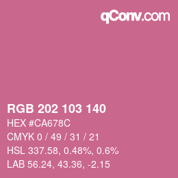 Color code: RGB 202 103 140 | qconv.com