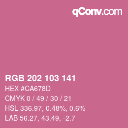 Color code: RGB 202 103 141 | qconv.com