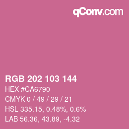 Color code: RGB 202 103 144 | qconv.com