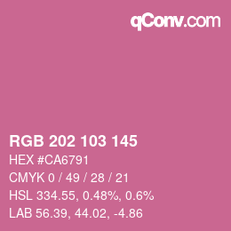 颜色代码: RGB 202 103 145 | qconv.com