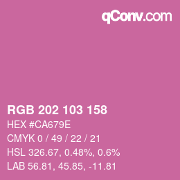 カラーコード: RGB 202 103 158 | qconv.com