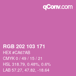 カラーコード: RGB 202 103 171 | qconv.com