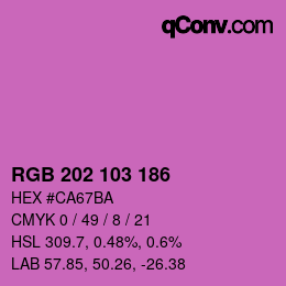 カラーコード: RGB 202 103 186 | qconv.com