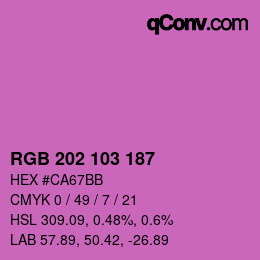 颜色代码: RGB 202 103 187 | qconv.com