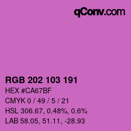 カラーコード: RGB 202 103 191 | qconv.com