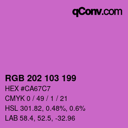 Color code: RGB 202 103 199 | qconv.com