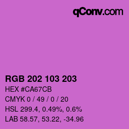 颜色代码: RGB 202 103 203 | qconv.com