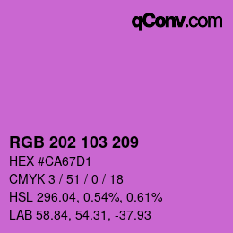 颜色代码: RGB 202 103 209 | qconv.com