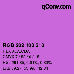 Color code: RGB 202 103 218 | qconv.com
