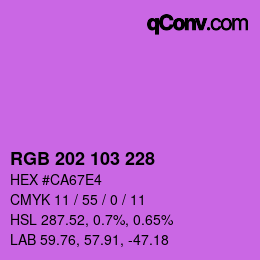 カラーコード: RGB 202 103 228 | qconv.com