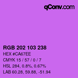 Color code: RGB 202 103 238 | qconv.com