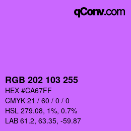 颜色代码: RGB 202 103 255 | qconv.com