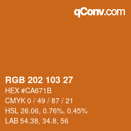 カラーコード: RGB 202 103 27 | qconv.com