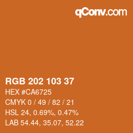 Color code: RGB 202 103 37 | qconv.com