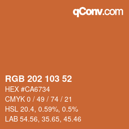 カラーコード: RGB 202 103 52 | qconv.com