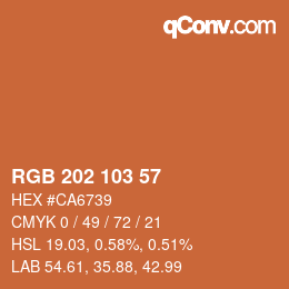 Color code: RGB 202 103 57 | qconv.com