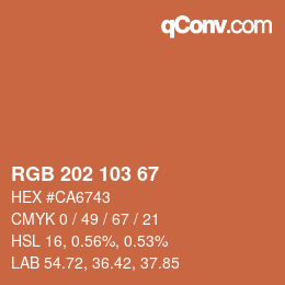 カラーコード: RGB 202 103 67 | qconv.com